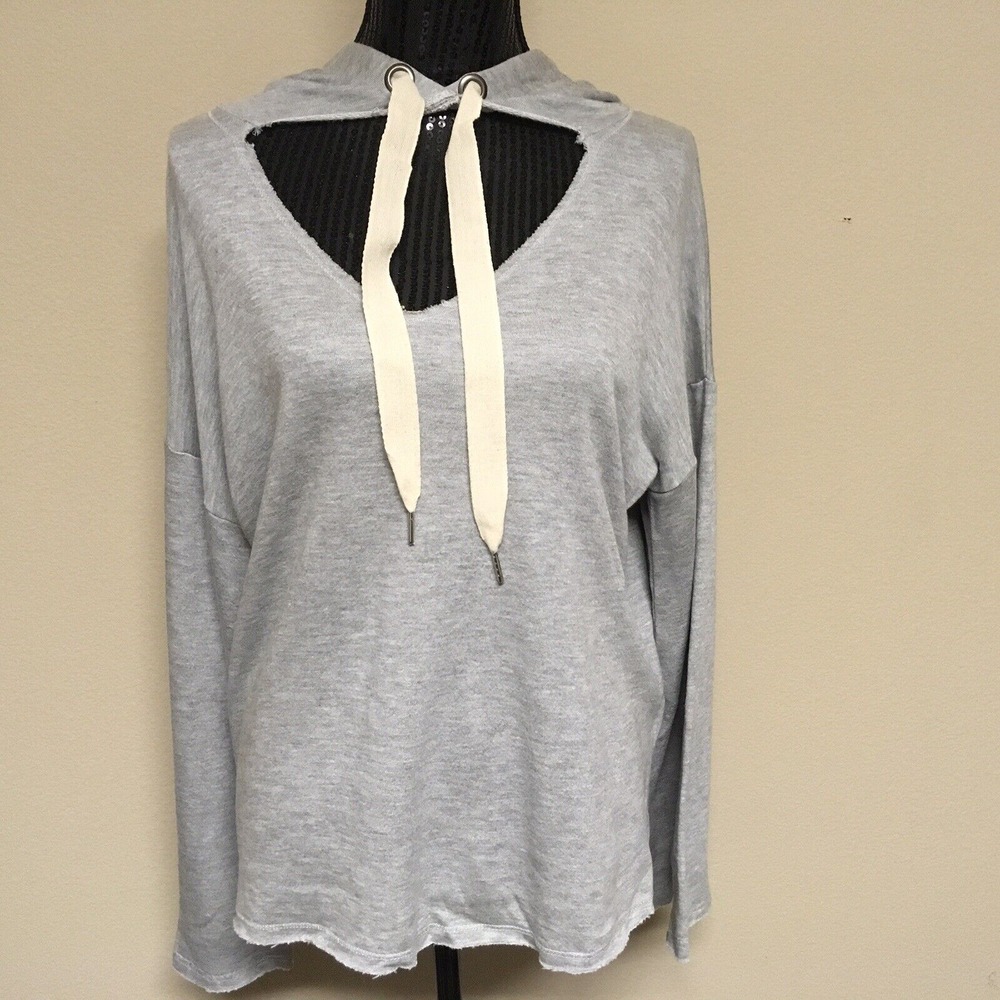Lazy Sundays Hooded Pullover Sweater Feathered‎ Soft Gray Size Medium NWT